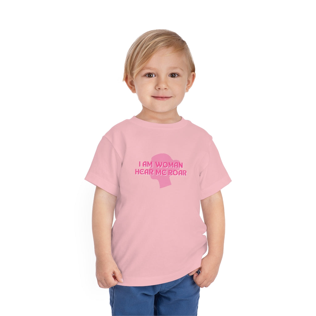 I am Woman, Hear Me Roar Toddler Short Sleeve Tee