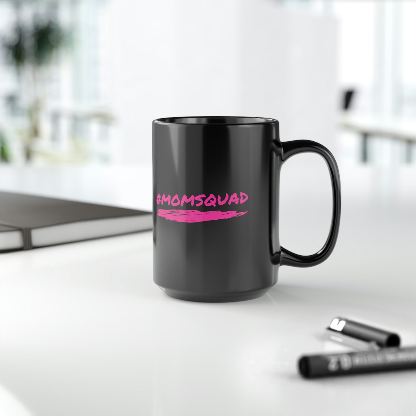 #Momsquad Black Mug, 15oz