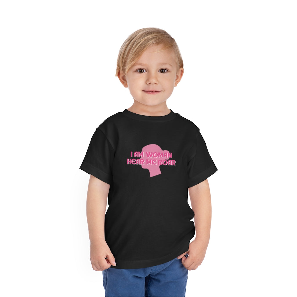 I am Woman, Hear Me Roar Toddler Short Sleeve Tee