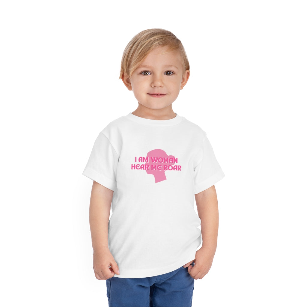 I am Woman, Hear Me Roar Toddler Short Sleeve Tee