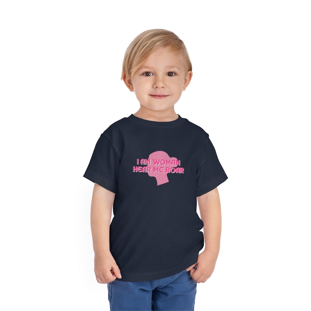 I am Woman, Hear Me Roar Toddler Short Sleeve Tee