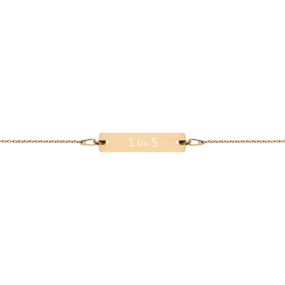 Maternal Mental Health Awareness 1 in 5 Engraved Bar Chain Bracelet