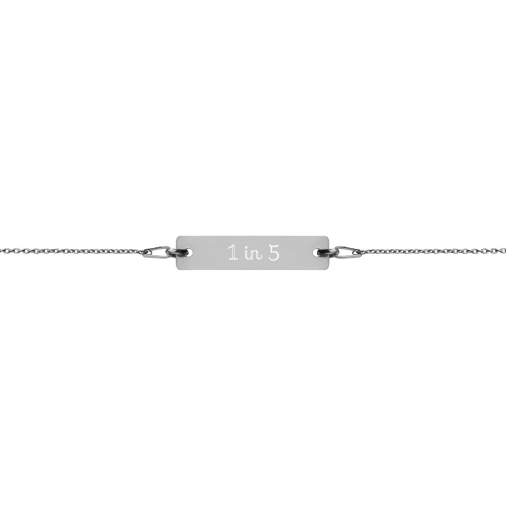 Maternal Mental Health Awareness 1 in 5 Engraved Bar Chain Bracelet